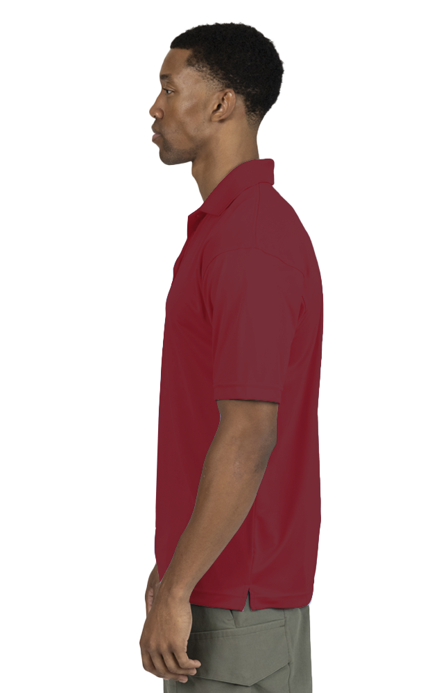 MENS VALUE MOISTURE WICKING S/S POLO  -  BURGUNDY SMALL SOLID