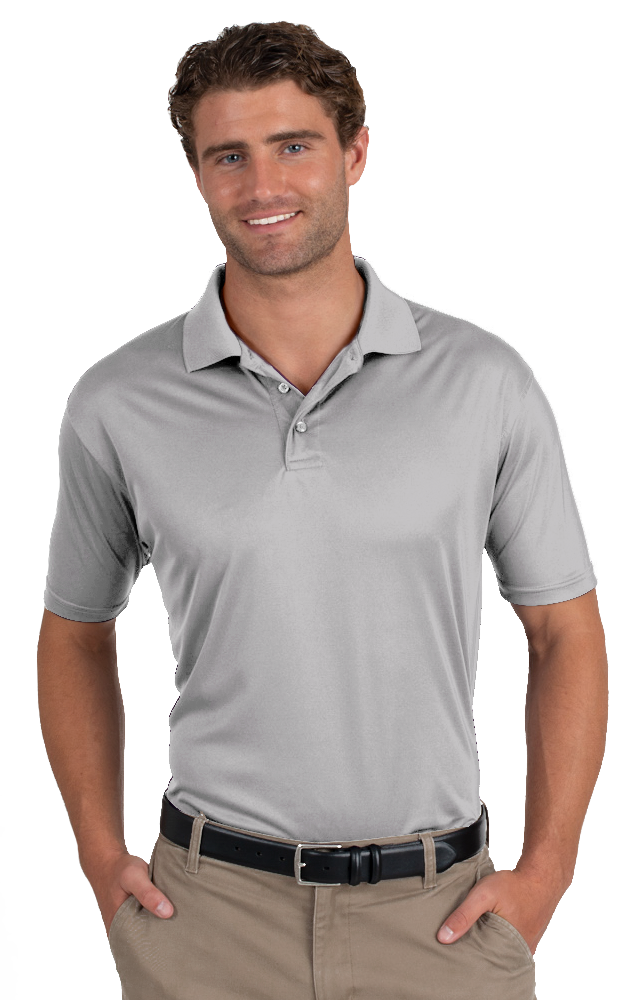 MENS  VALUE MOISTURE WICKING S/S POLO GREY SMALL SOLID