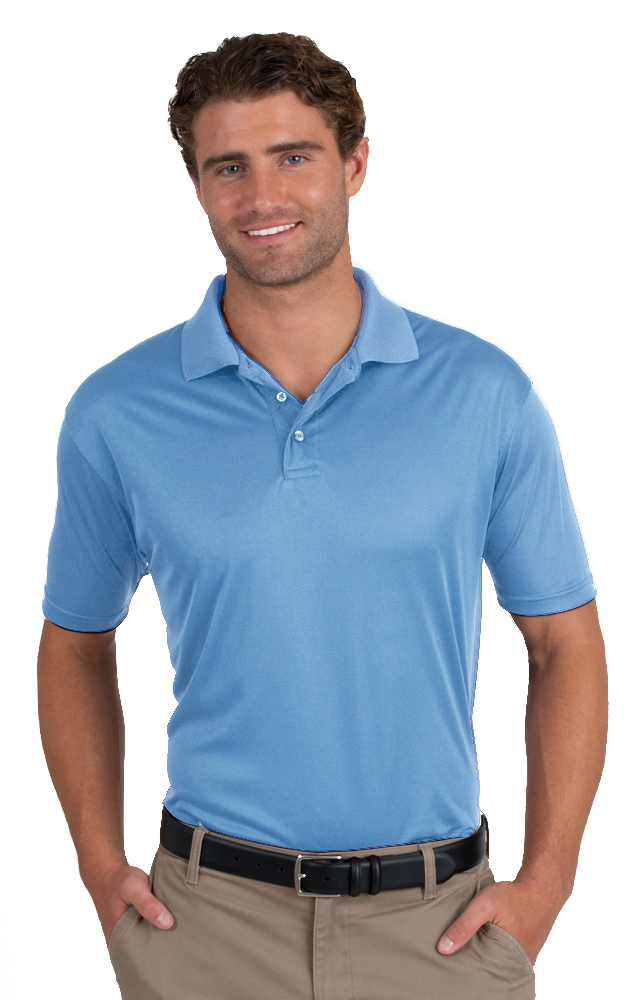 MENS VALUE MOISTURE WICKING S/S POLO  -  LIGHT BLUE SMALL SOLID