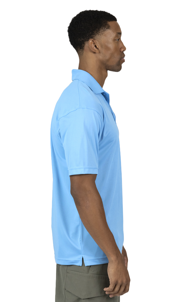 MENS VALUE MOISTURE WICKING S/S POLO  -  LIGHT BLUE SMALL SOLID