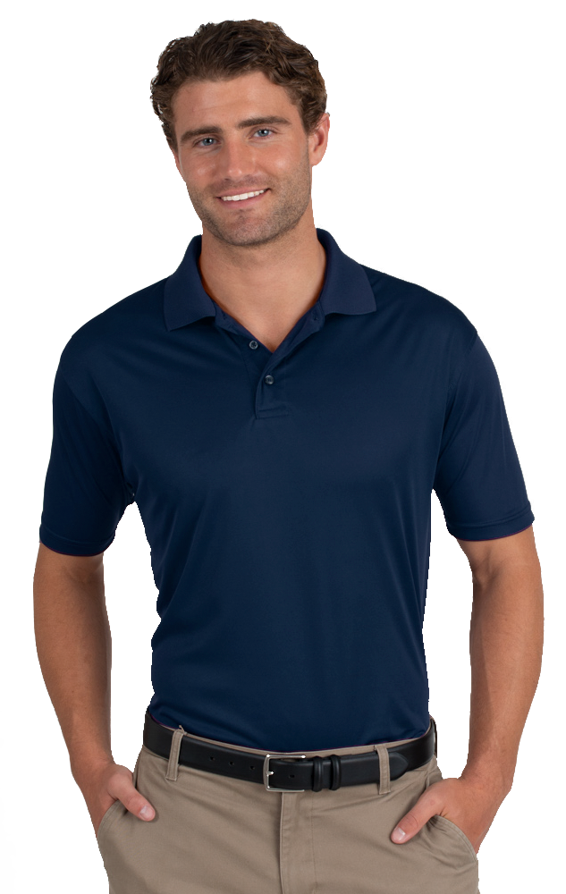 MENS VALUE MOISTURE WICKING S/S POLO  -  NAVY SMALL SOLID