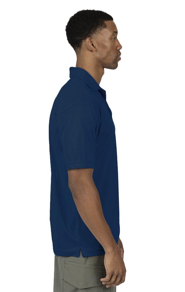 MENS VALUE MOISTURE WICKING S/S POLO  -  NAVY SMALL SOLID