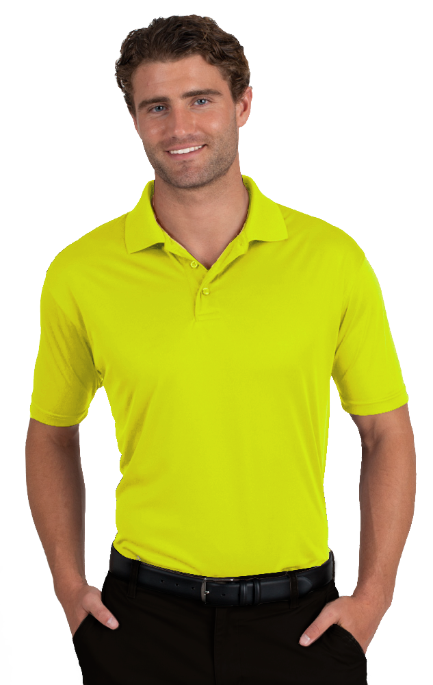 MENS VALUE MOISTURE WICKING S/S POLO -  OPTIC YELLOW SMALL SOLID