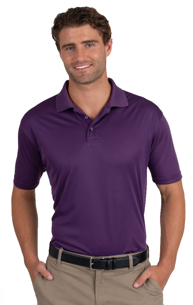 MENS VALUE MOISTURE WICKING S/S POLO  -  PURPLE SMALL SOLID