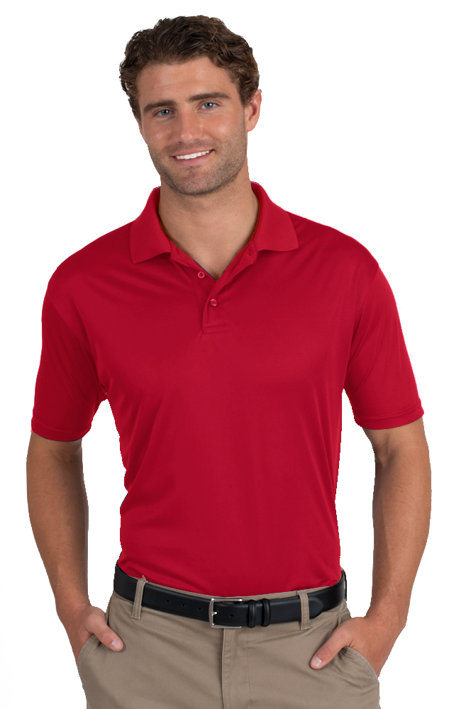 MENS VALUE MOISTURE WICKING S/S POLO  -  RED SMALL SOLID