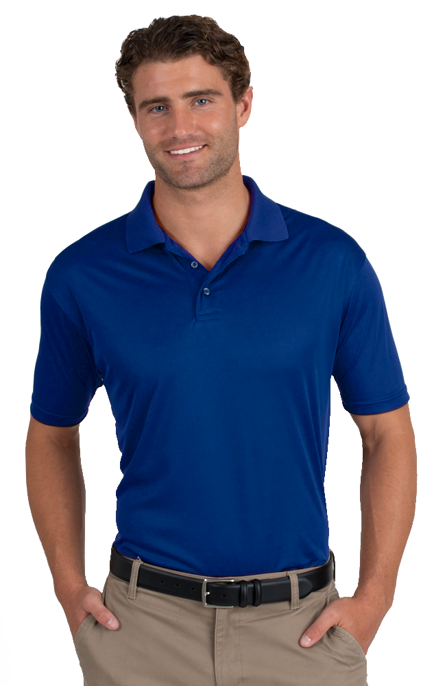 MENS VALUE MOISTURE WICKING S/S POLO  -  ROYAL SMALL SOLID