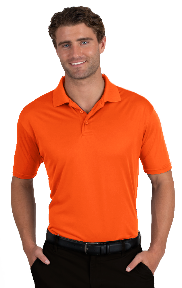 MENS VALUE MOISTURE WICKING S/S POLO  -  SAFETY ORANGE SMALL SOLID