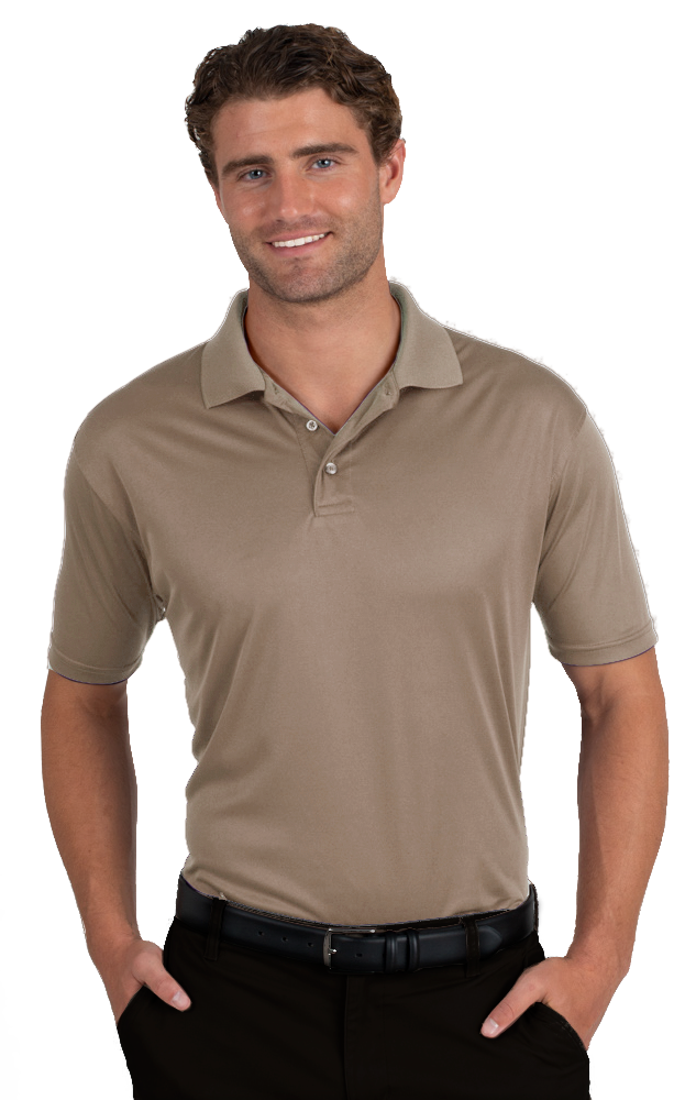 MENS VALUE MOISTURE WICKING S/S POLO  -  TAN SMALL SOLID