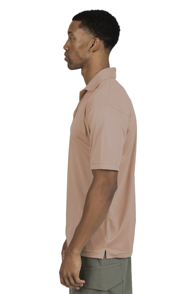 MENS VALUE MOISTURE WICKING S/S POLO  -  TAN SMALL SOLID