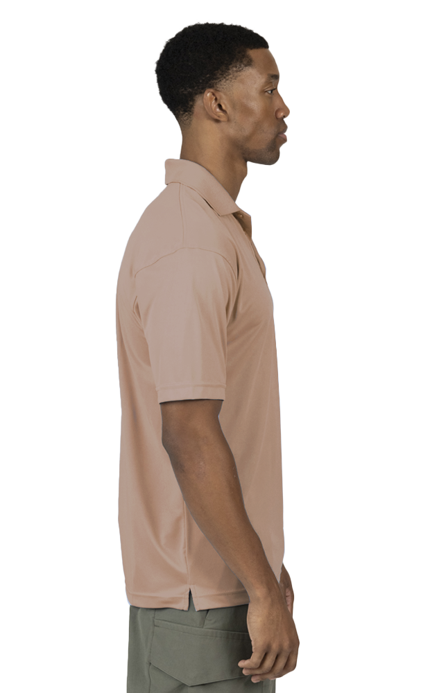 MENS VALUE MOISTURE WICKING S/S POLO  -  TAN SMALL SOLID