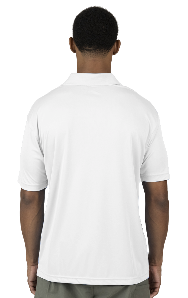 MENS VALUE MOISTURE WICKING S/S POLO  -  WHITE SMALL SOLID