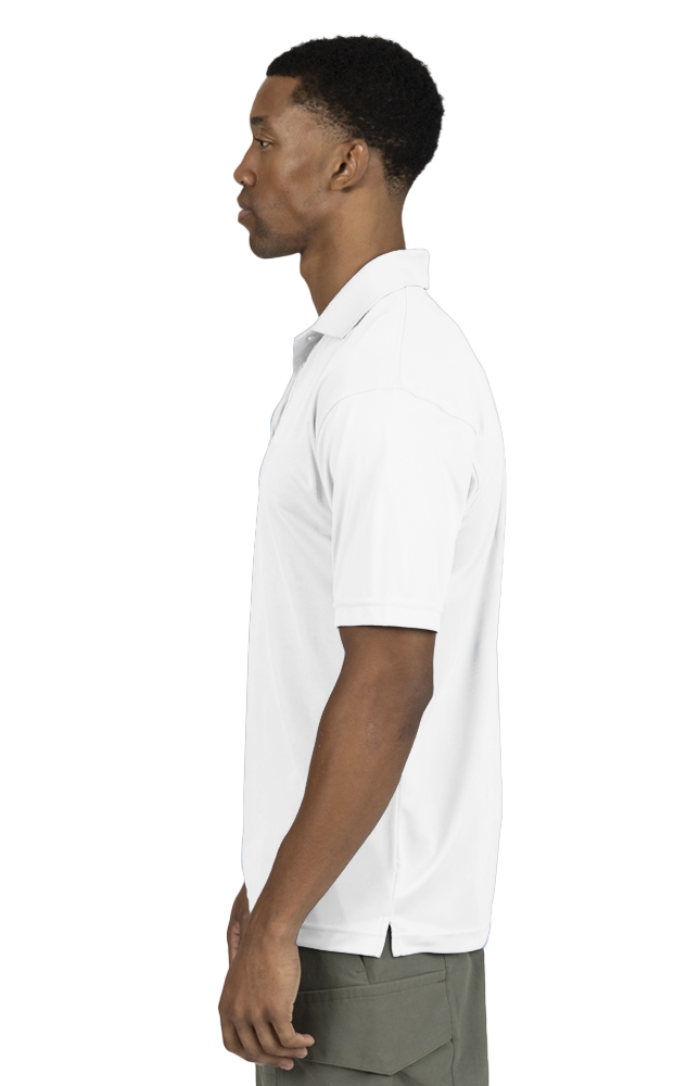 MENS VALUE MOISTURE WICKING S/S POLO  -  WHITE SMALL SOLID