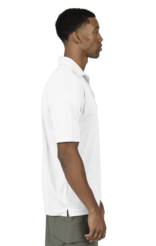 MENS VALUE MOISTURE WICKING S/S POLO  -  WHITE SMALL SOLID