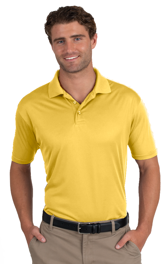 MENS VALUE MOISTURE WICKING S/S POLO  -  YELLOW SMALL SOLID