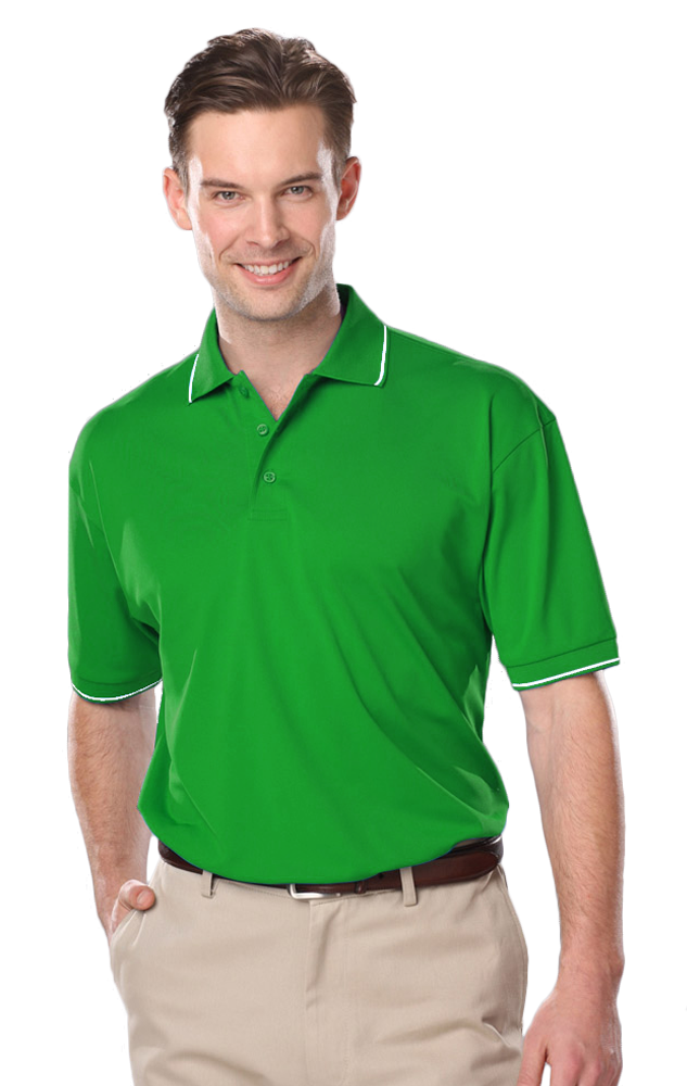 MENS WICKING PIPED POLO  -  KELLY 2 EXTRA LARGE SOLID