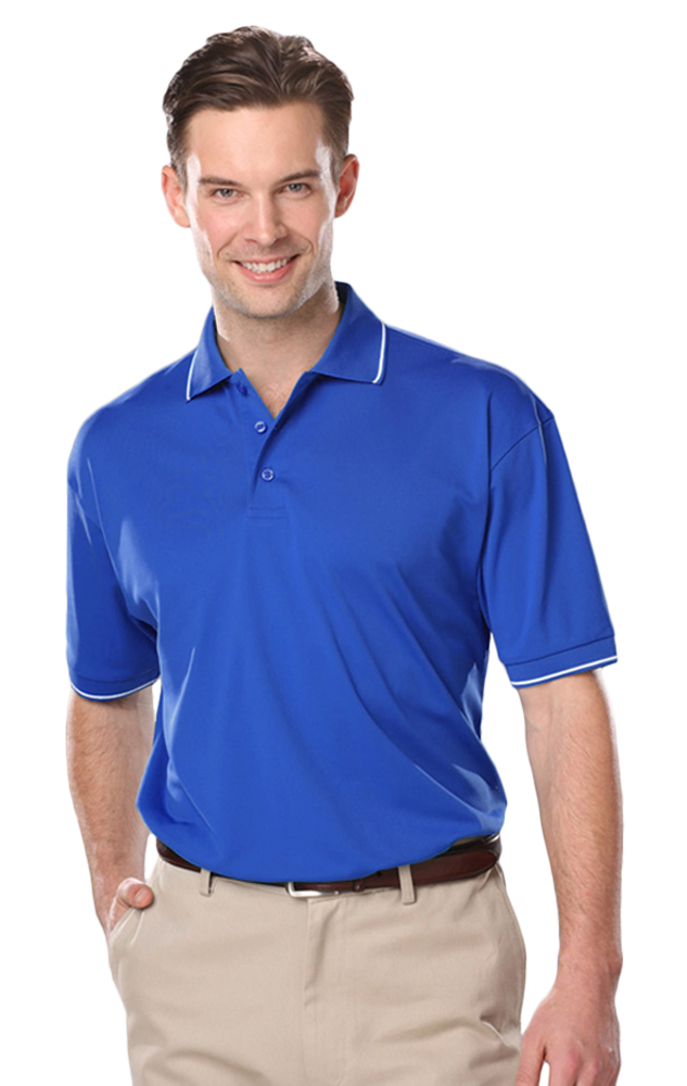 MENS WICKING PIPED POLO  -  ROYAL 2 EXTRA LARGE SOLID