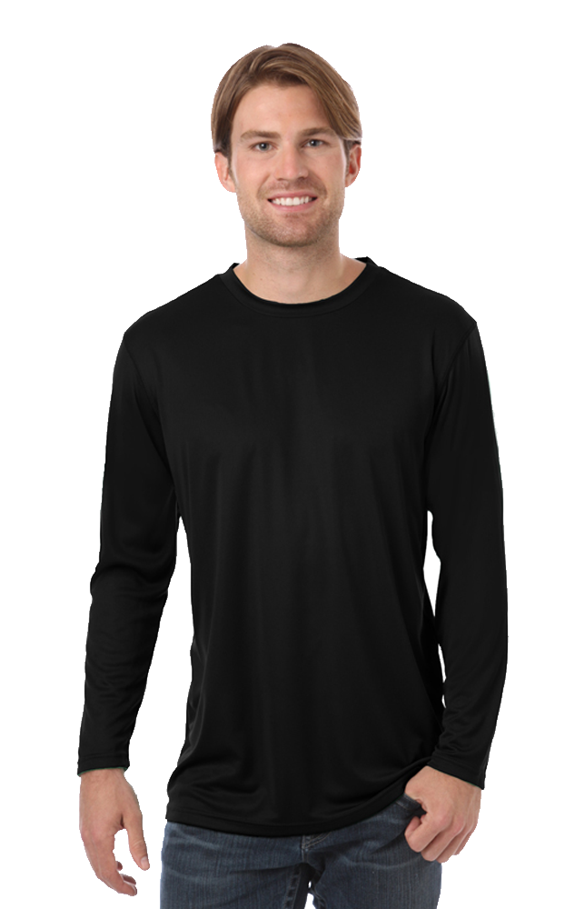 ADULT VALUE L/S WICKING TEE  -  BLACK EXTRA EXTRA SMALL SOLID