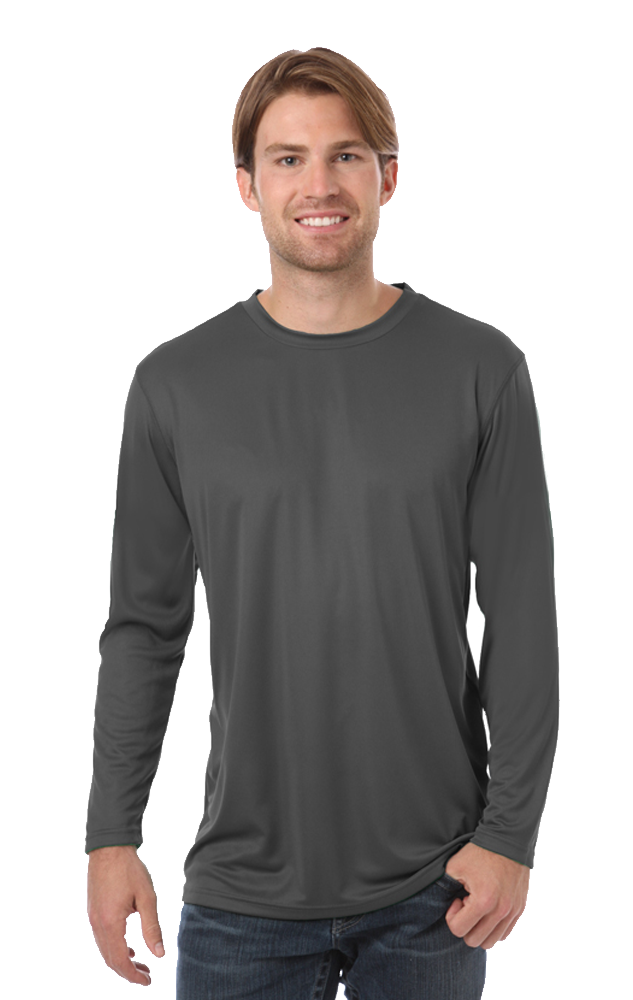 ADULT VALUE L/S WICKING TEE  -  GRAPHITE EXTRA EXTRA SMALL SOLID