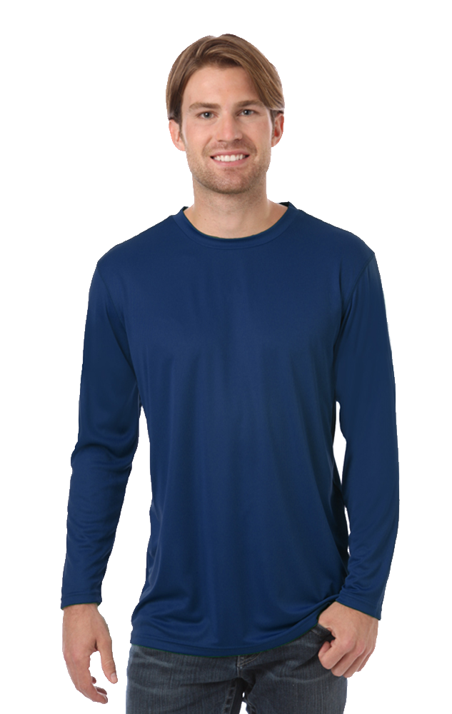 ADULT VALUE L/S WICKING TEE  -  NAVY EXTRA EXTRA SMALL SOLID