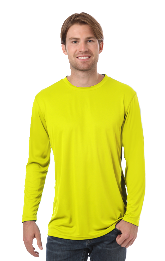 ADULT VALUE L/S WICKING TEE  -  OPTIC YELLOW EXTRA EXTRA SMALL SOLID