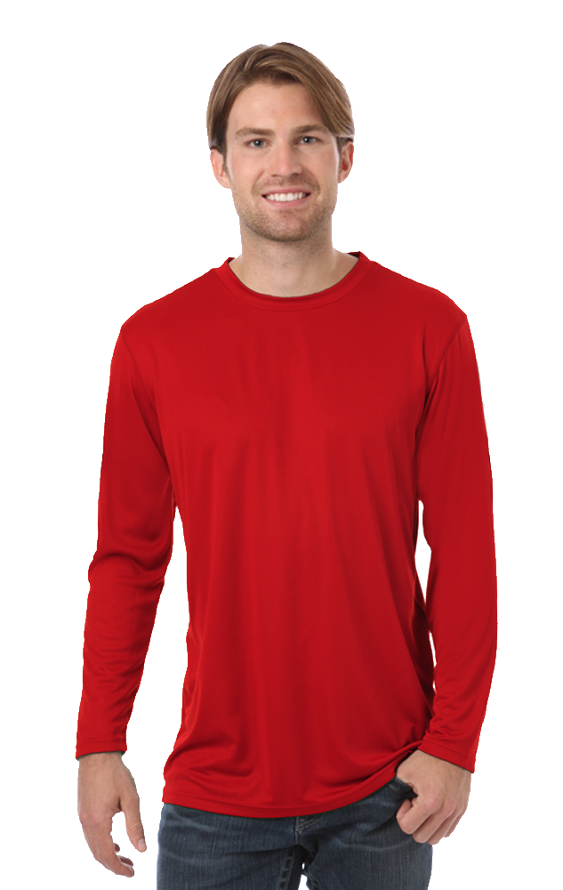 ADULT VALUE L/S WICKING TEE  -  RED EXTRA EXTRA SMALL SOLID