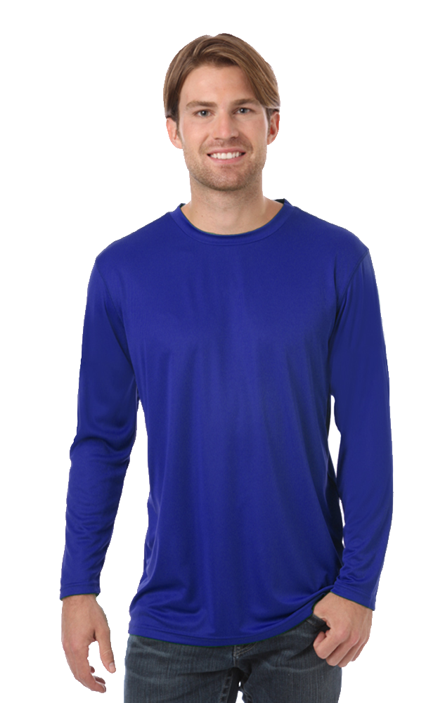 ADULT VALUE L/S WICKING TEE  -  ROYAL EXTRA EXTRA SMALL SOLID