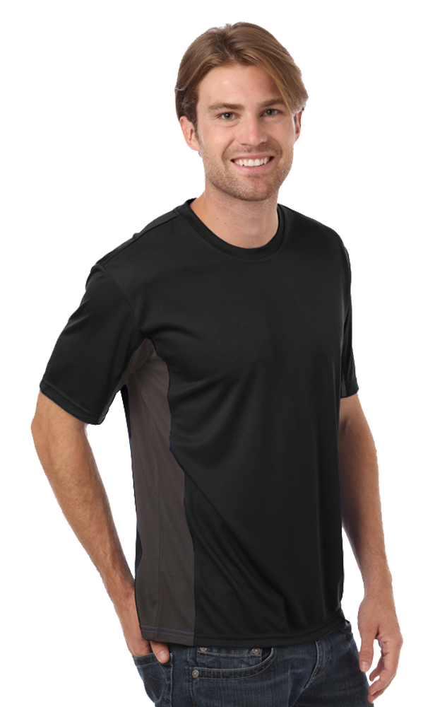 MENS COLORBLOCK WICKING TEE  -  BLACK SMALL SOLID