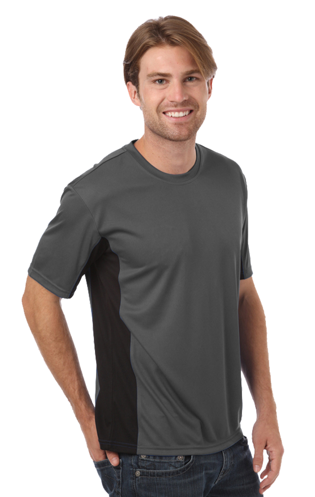 MENS COLORBLOCK WICKING TEE  -  GRAPHITE SMALL SOLID