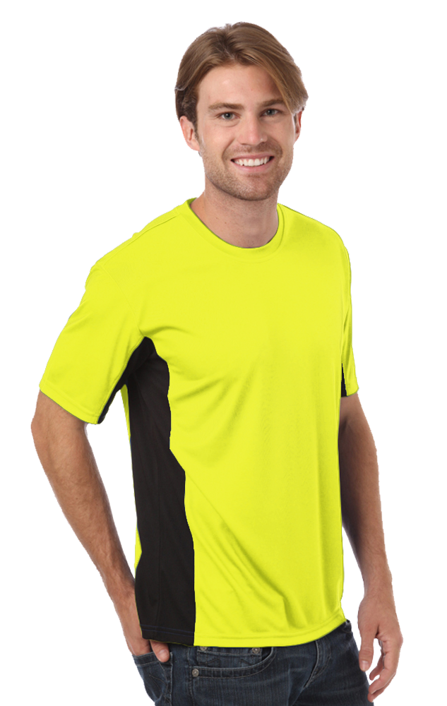 MENS COLORBLOCK WICKING TEE  -  OPTIC YELLOW 2 EXTRA LARGE SOLID