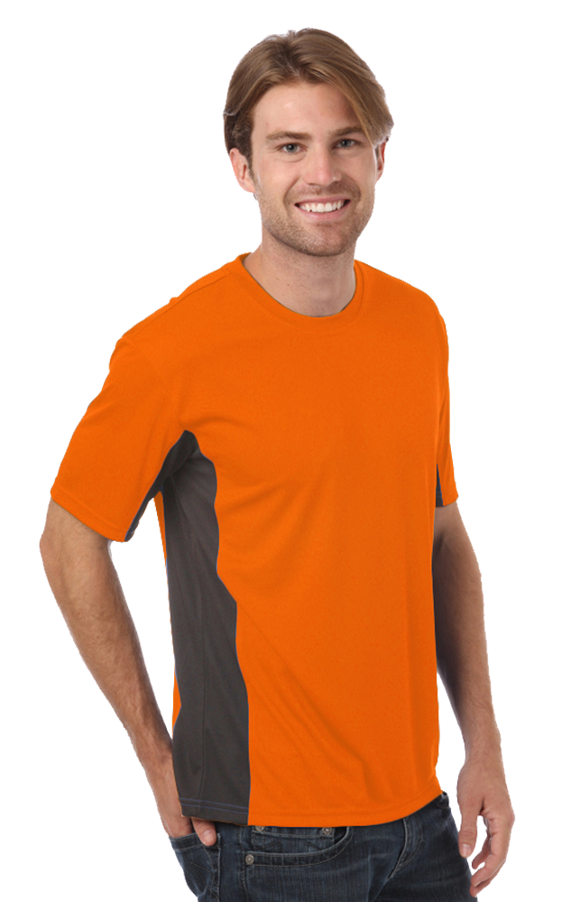 MENS COLORBLOCK WICKING TEE  -  SAFETY ORANGE SMALL SOLID