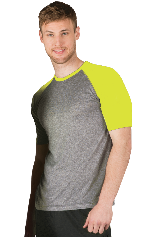 ADULT COLOR BLOCK WICKING T ###-  OPTIC YELLOW EXTRA EXTRA SMALL SOLID