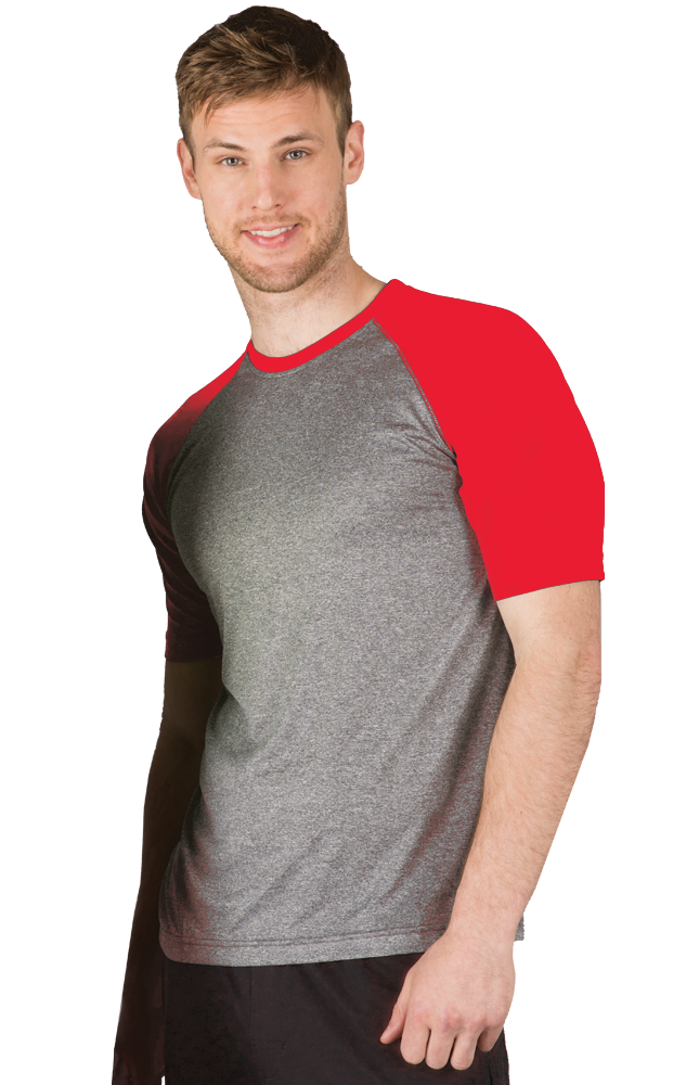 ADULT COLOR BLOCK WICKING T###  -  RED 2 EXTRA LARGE SOLID