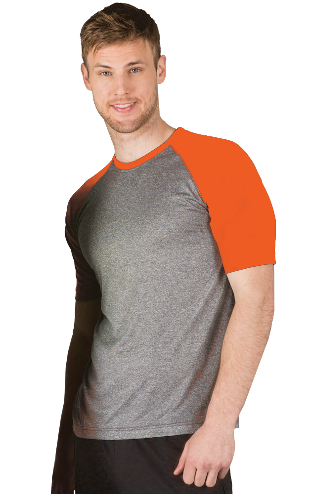 ADULT COLOR BLOCK WICKING T  -  SAFETY ORANGE 2 EXTRA LARGE SOLID