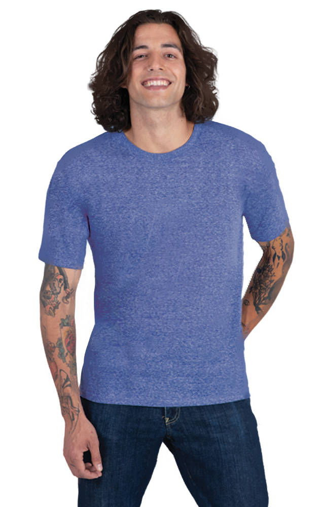 ADULT TRIBLEND SHORT SLEEVE CREW NECK TEE  -  BLUE EXTRA SMALL SOLID