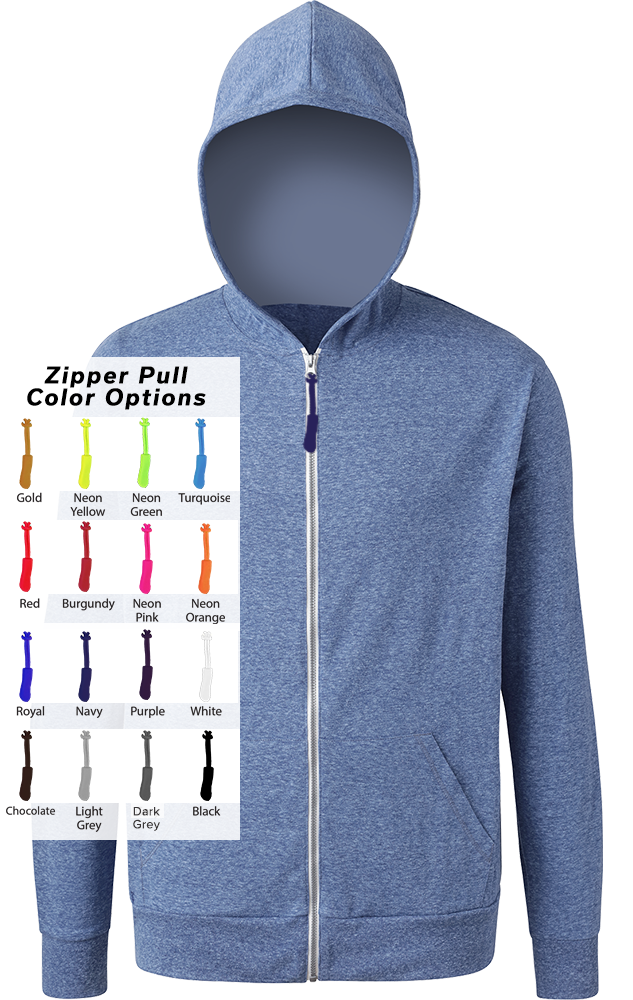 CUSTOM ZIPPER PULL TRIBLEND HOODIE BLUE SMALL SOLID