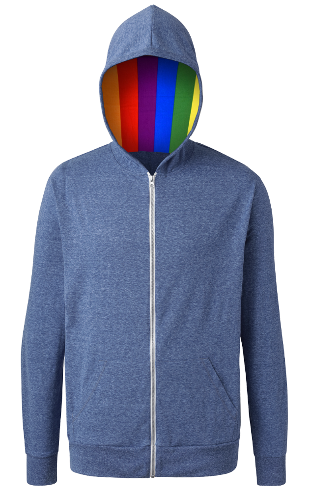 PRIDE TRIBLEND ZIP HOODIE BLUE 2 EXTRA LARGE SOLID