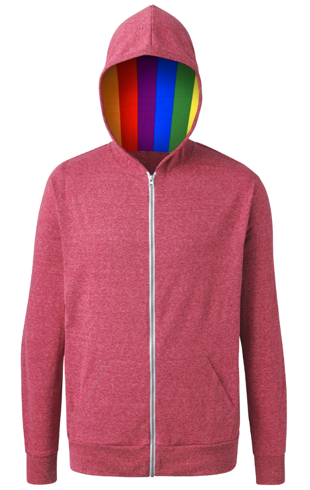 PRIDE TRIBLEND ZIP HOODIE RED 2 EXTRA LARGE SOLID