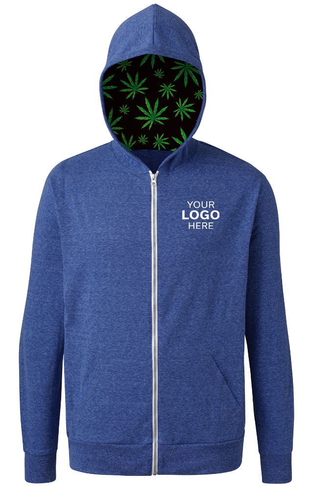 Cannabis Triblend Contrast Zip Front Hoodie ROYAL SMALL SOLID