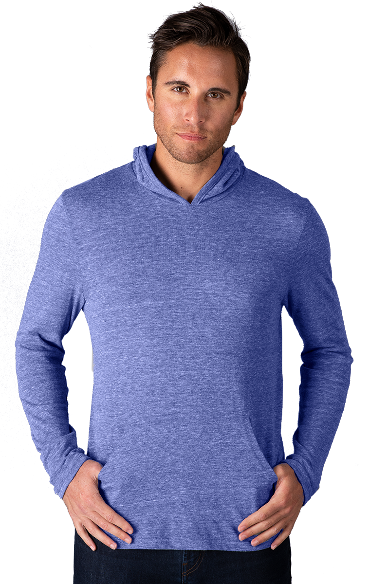 ADULT TRIBLEND PULLOVER HOODIE  -  BLUE EXTRA SMALL SOLID