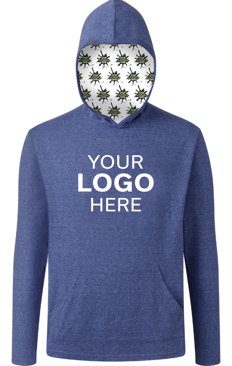 YOUR LOGO HERE ADULT TRIBLEND PULLOVER HOODIE BLUE 2 EXTRA LARGE SOLID