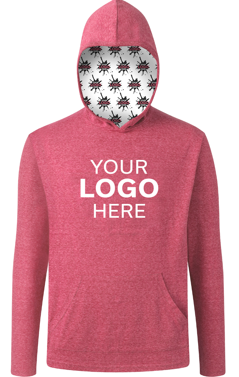 YOUR LOGO HERE ADULT TRIBLEND PULLOVER HOODIE RED SMALL SOLID