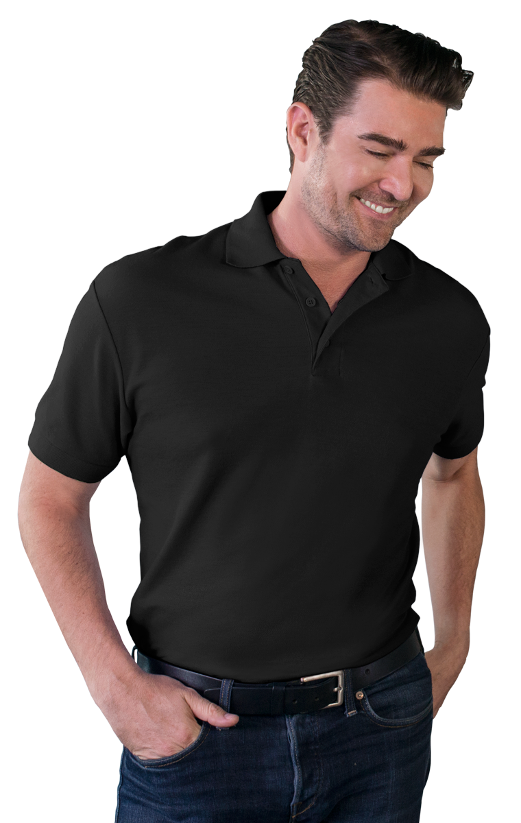 MENS VALUE SOFT TOUCH PIQUE POLO  -  BLACK 2 EXTRA LARGE SOLID