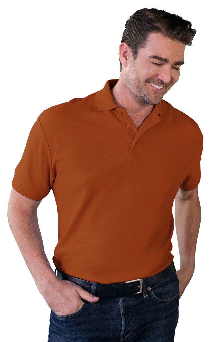 MENS VALUE SOFT TOUCH PIQUE POLO  -  BURNT ORANGE 2 EXTRA LARGE SOLID