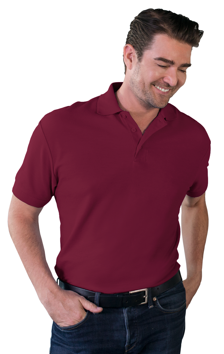 MENS VALUE SOFT TOUCH PIQUE POLO  -  BURGUNDY 2 EXTRA LARGE SOLID