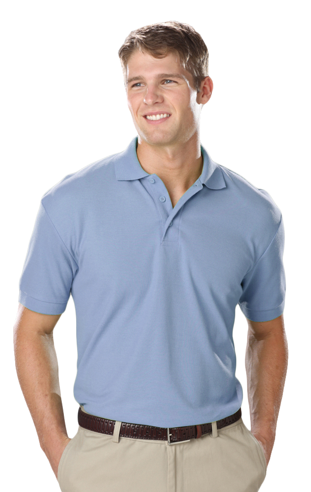 MENS VALUE SOFT TOUCH PIQUE POLO  -  LIGHT BLUE 2 EXTRA LARGE SOLID