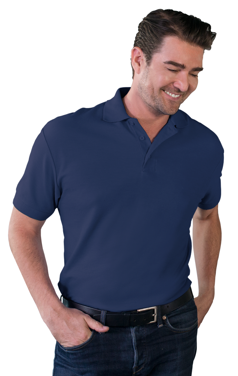 MENS VALUE SOFT TOUCH PIQUE POLO  -  NAVY MEDIUM SOLID