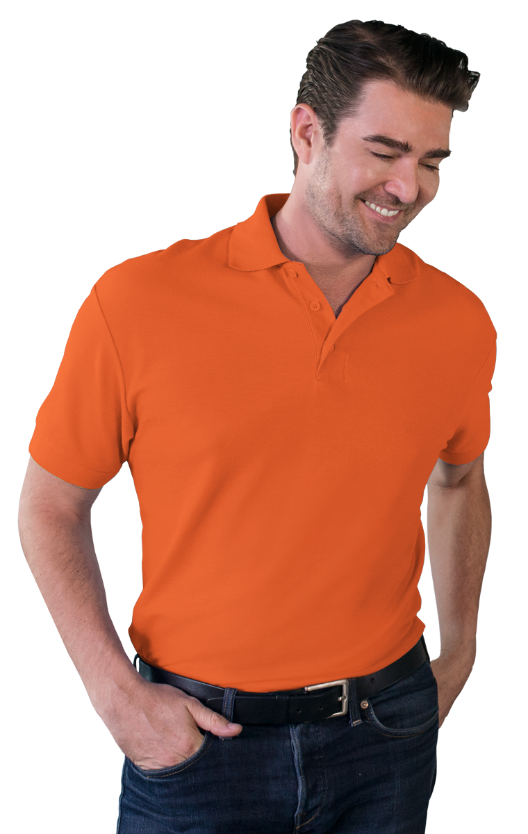 MENS VALUE SOFT TOUCH PIQUE POLO  -  ORANGE 2 EXTRA LARGE SOLID