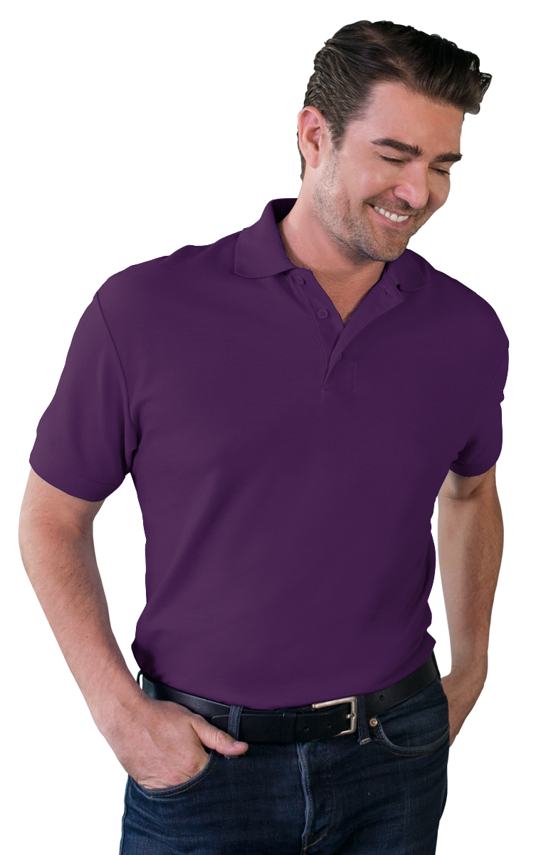 MENS VALUE SOFT TOUCH PIQUE POLO  -  PURPLE 2 EXTRA LARGE SOLID