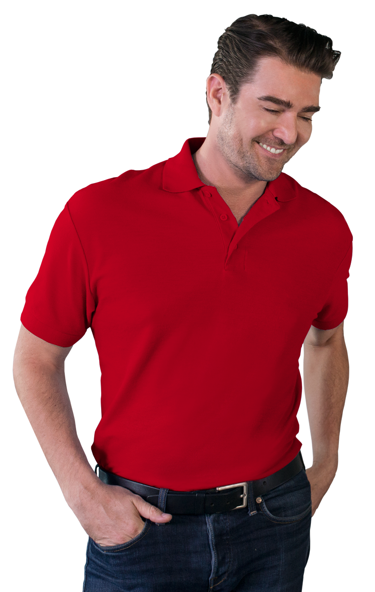 MENS VALUE SOFT TOUCH PIQUE POLO  -  RED 2 EXTRA LARGE SOLID