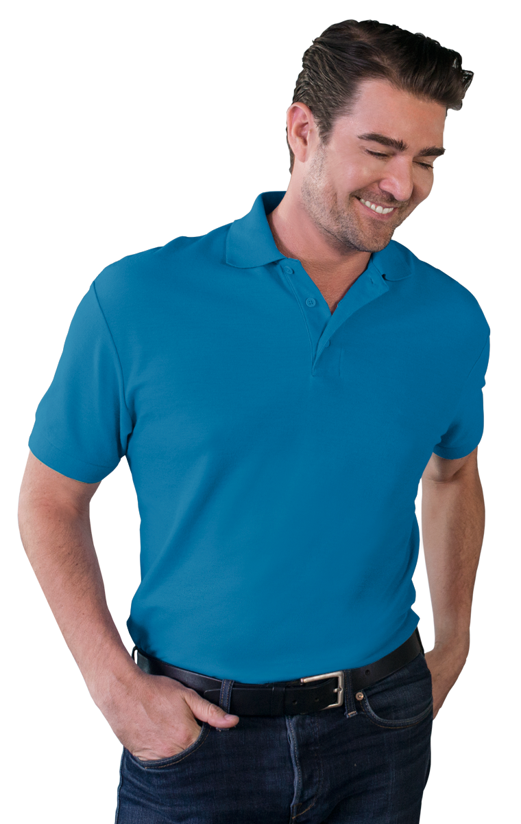 MENS VALUE SOFT TOUCH PIQUE POLO  -  TURQUOISE 2 EXTRA LARGE SOLID